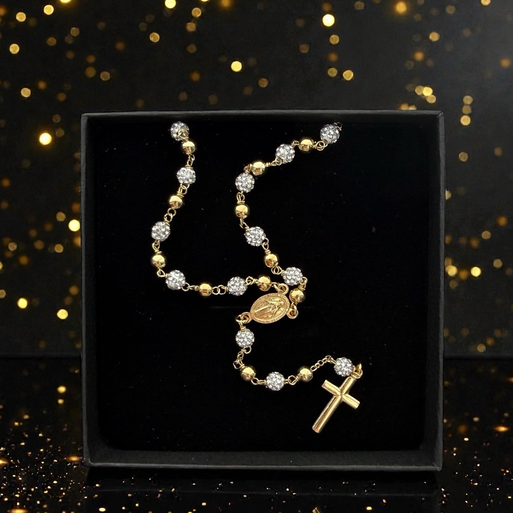 Rosary Necklace 18k Gold Plated Nwot 100$